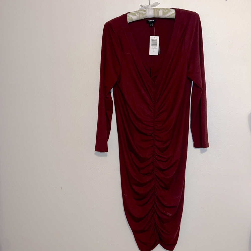 Bodycon ruched red dress size 12/L